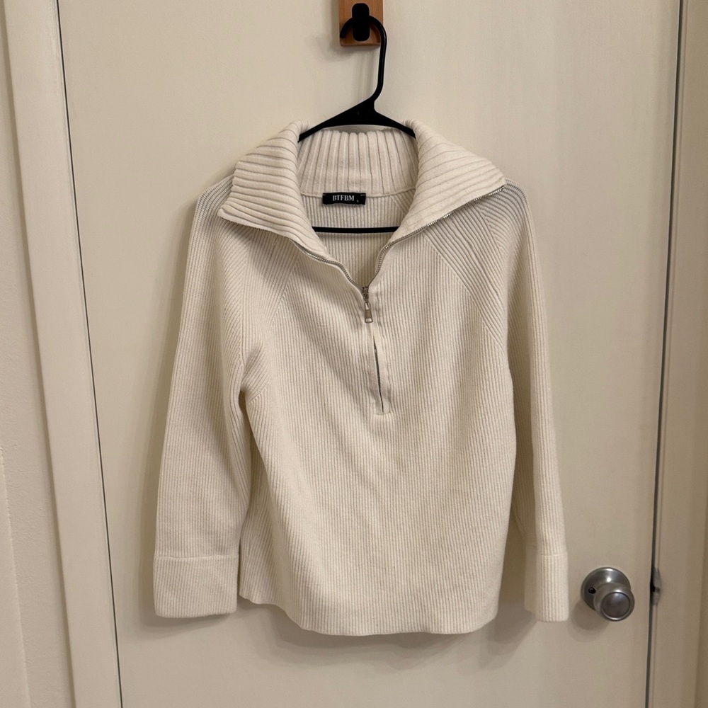 Women's BTFBM Cream Ribbed Sweater